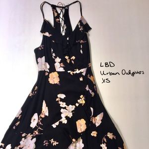 Black floral lace up dress. Urban Outfitters. 0.